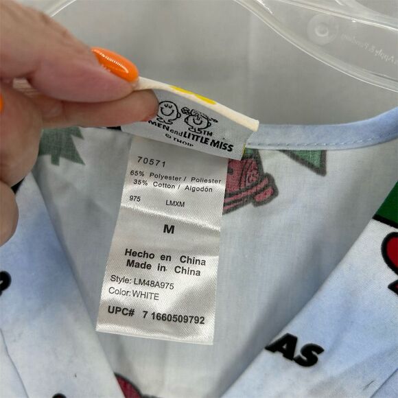 Mr. Men & Little Miss Christmas Scrub Top Unisex Size Medium White Patterned - Picture 5 of 8